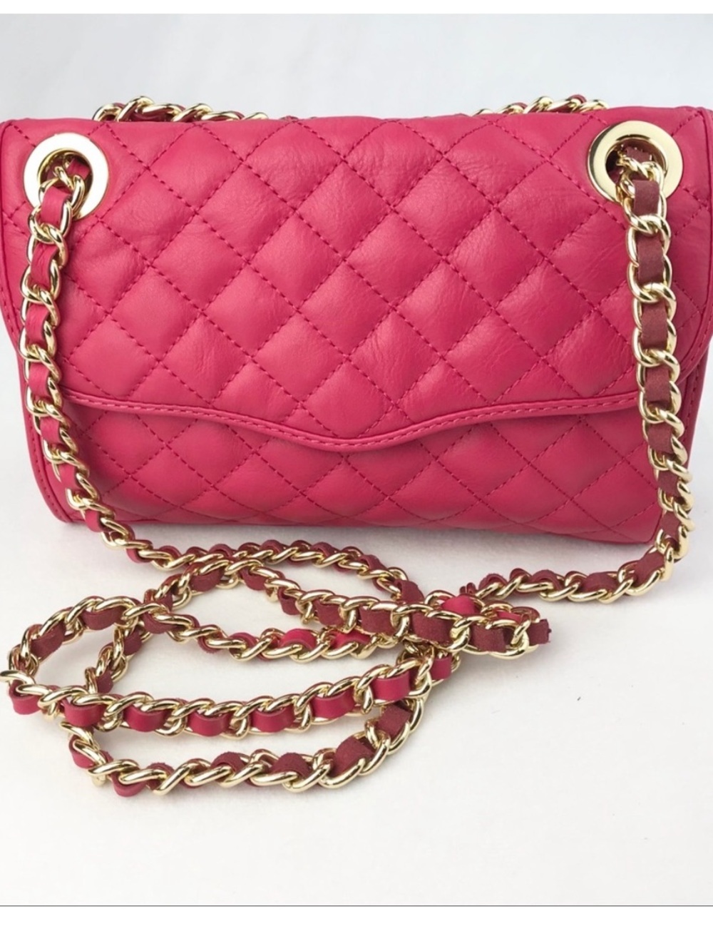 Rebecca Minkoff Quilted Pink Crossbody Chain Bag